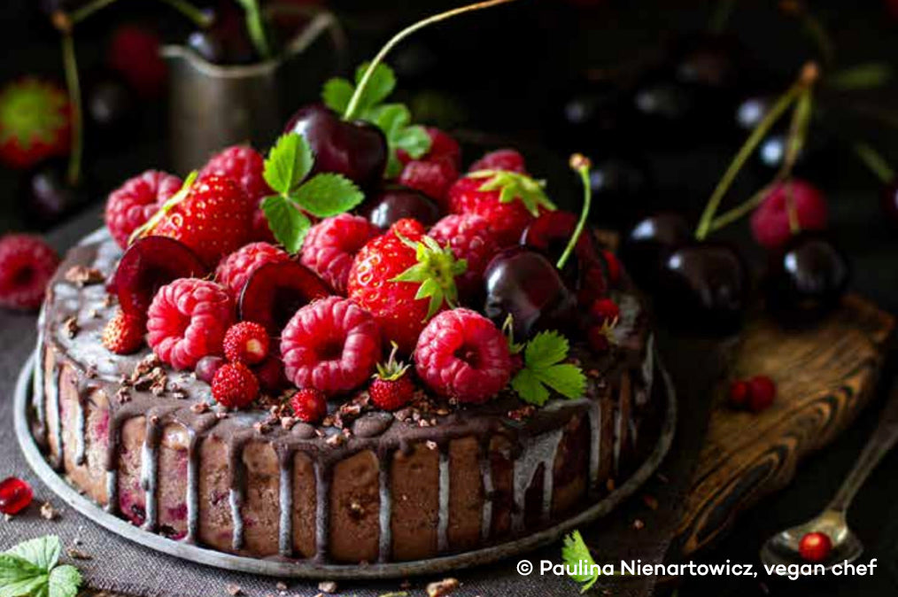 Torta helada de chocolate y frambuesa